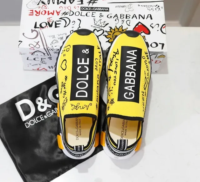 Dolce & Gabbana Speed Trainer Chaussures Lifestyle Jaune Impression Graphique 4