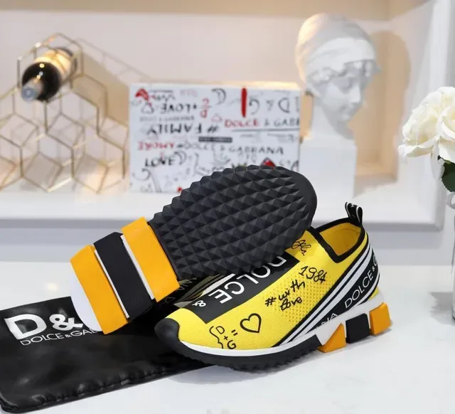 Dolce & Gabbana Speed Trainer Chaussures Lifestyle Jaune Impression Graphique 5