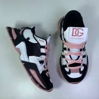 Dolce & Gabbana White Black Multi-Layered Upper Honeycomb Mesh Panel Chunky Sneakers
