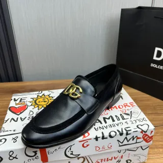 Dolce & Gabbana 黑金皮革 DG 扣乐福鞋