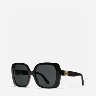 Dolce & Gabbana Black Gold Square Oversized Frame Acetate Construction Sunglasses