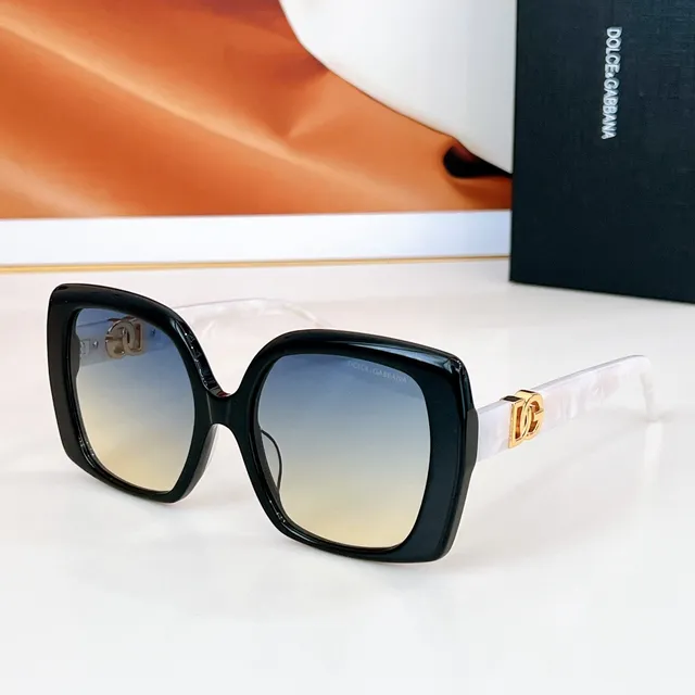 Dolce & Gabbana Black Gold Square Oversized Frame Acetate Construction Sunglasses 5