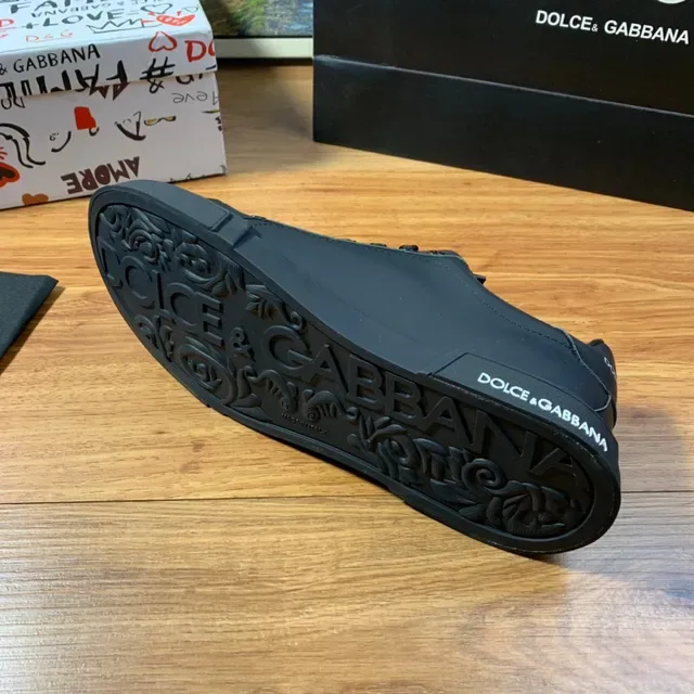 Dolce & Gabbana حذاء رياضي أسود جلدي للأسلوب الحياة 2