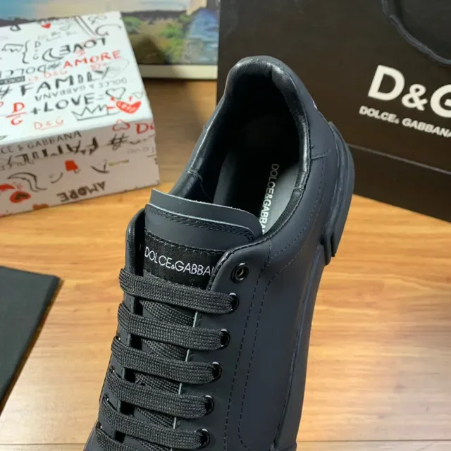 Dolce & Gabbana حذاء رياضي أسود جلدي للأسلوب الحياة 3