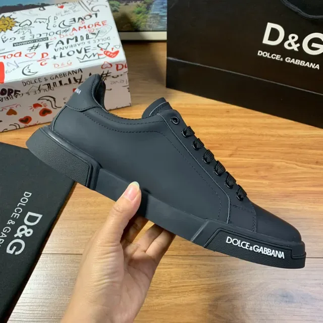 Dolce & Gabbana حذاء رياضي أسود جلدي للأسلوب الحياة 4
