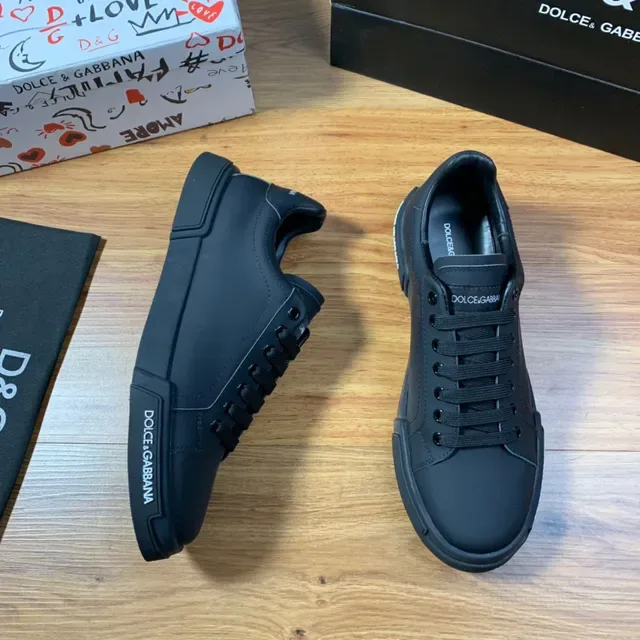 Dolce & Gabbana حذاء رياضي أسود جلدي للأسلوب الحياة 5