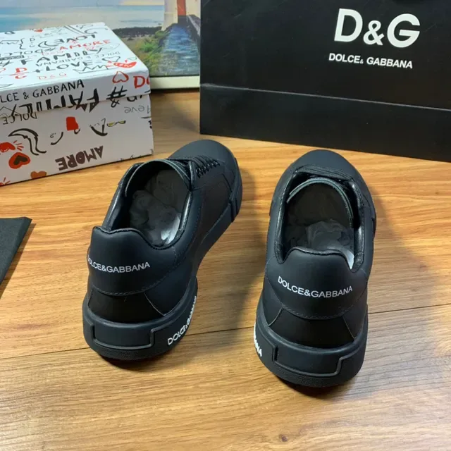 Dolce & Gabbana حذاء رياضي أسود جلدي للأسلوب الحياة 6
