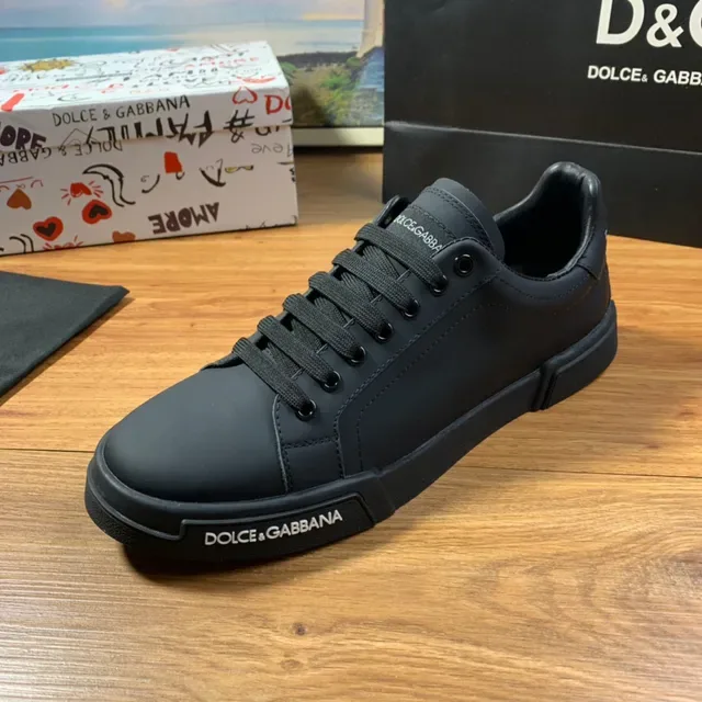 Dolce & Gabbana حذاء رياضي أسود جلدي للأسلوب الحياة 7