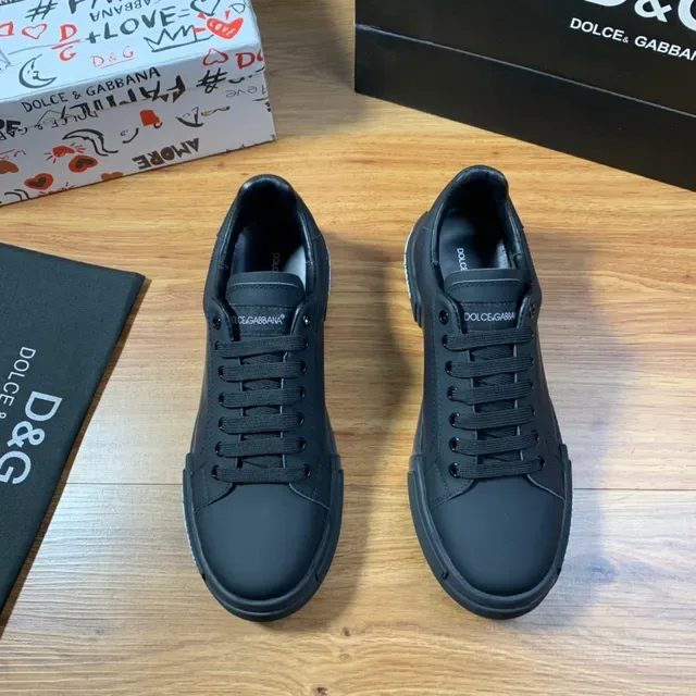 Dolce & Gabbana حذاء رياضي أسود جلدي للأسلوب الحياة 8