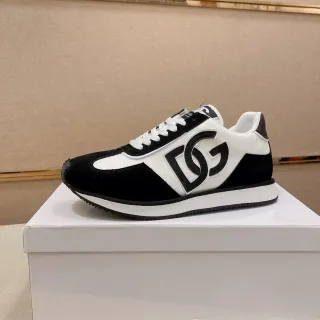 Dolce & Gabbana Black White Low-Top Contrast-Panel Lifestyle Sneakers