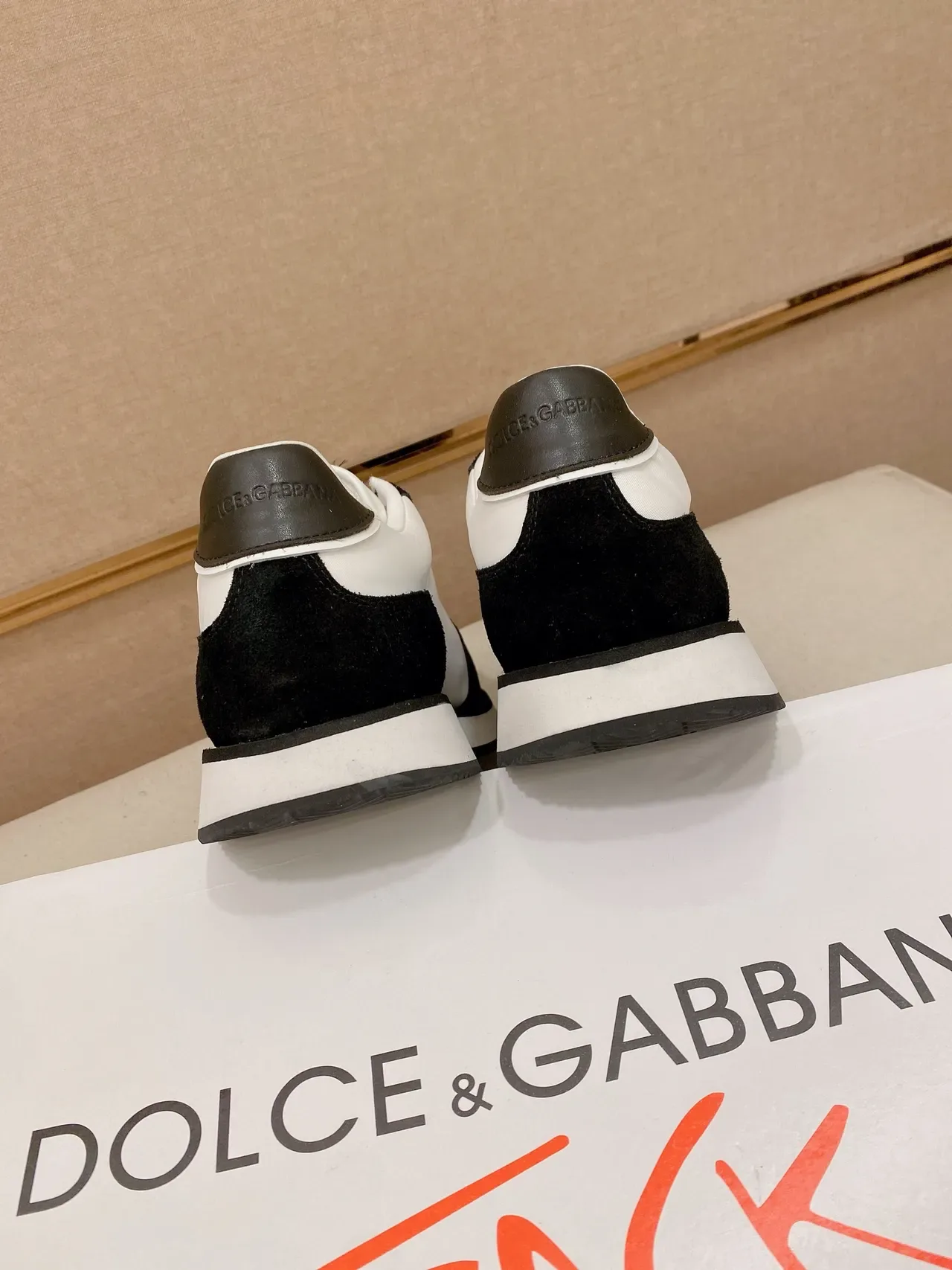 Dolce & Gabbana Black White Low-Top Contrast-Panel Lifestyle Sneakers 3
