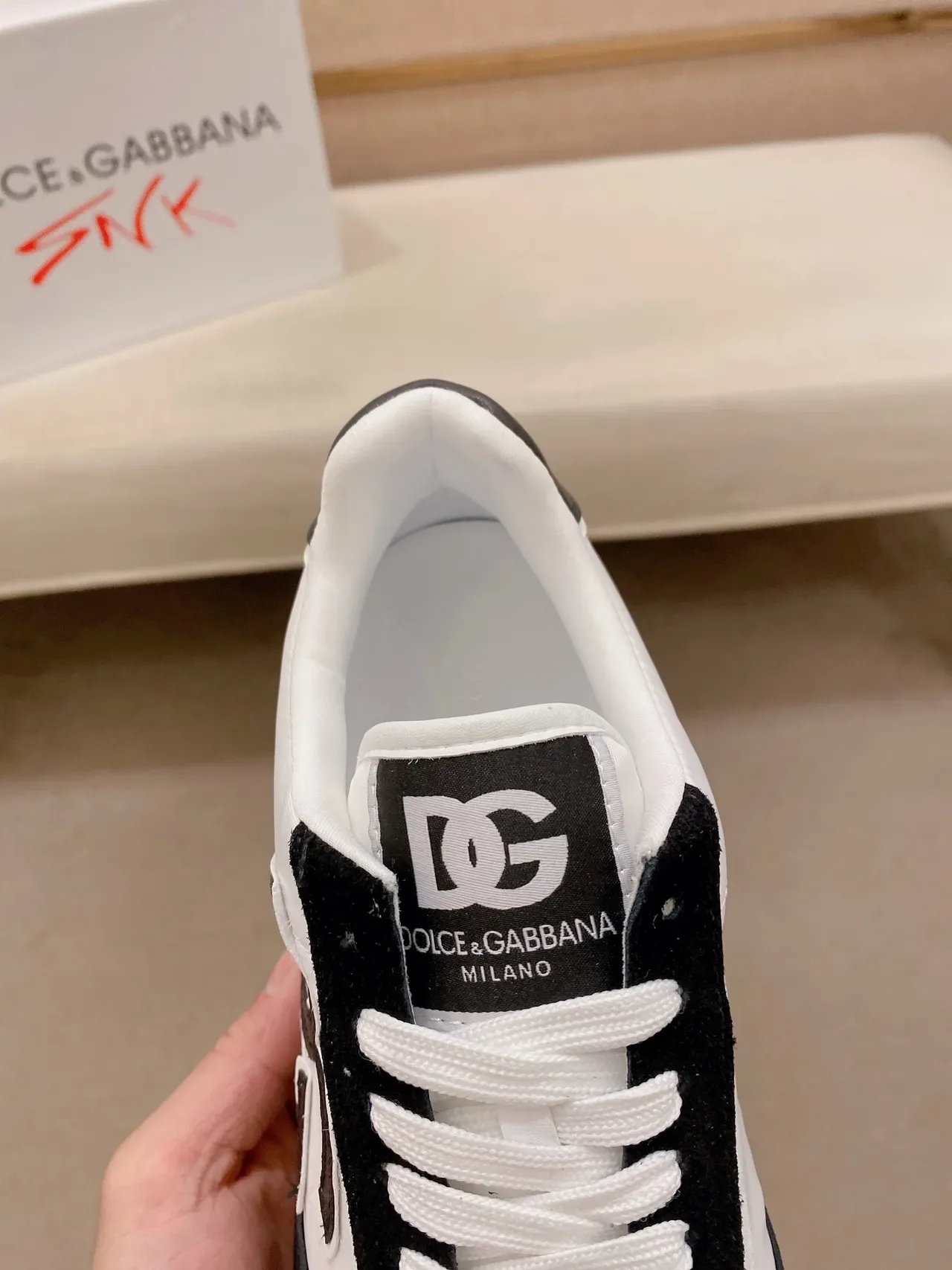 Dolce & Gabbana Black White Low-Top Contrast-Panel Lifestyle Sneakers 4