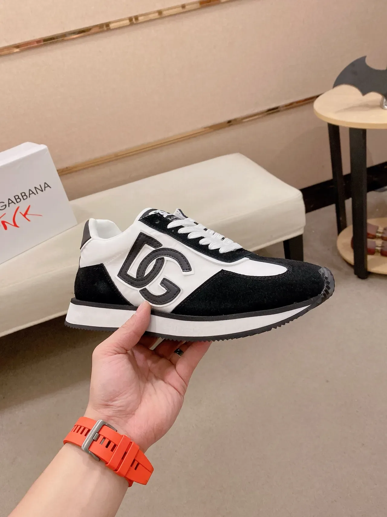 Dolce & Gabbana Black White Low-Top Contrast-Panel Lifestyle Sneakers 5