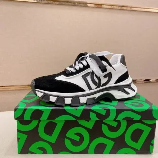 Dolce & Gabbana Black White Sole Monogrammed Side Panel Chunky Sneakers