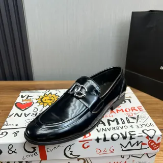 Dolce & Gabbana DG Buckle Loafer Black Patent Leather Loafers