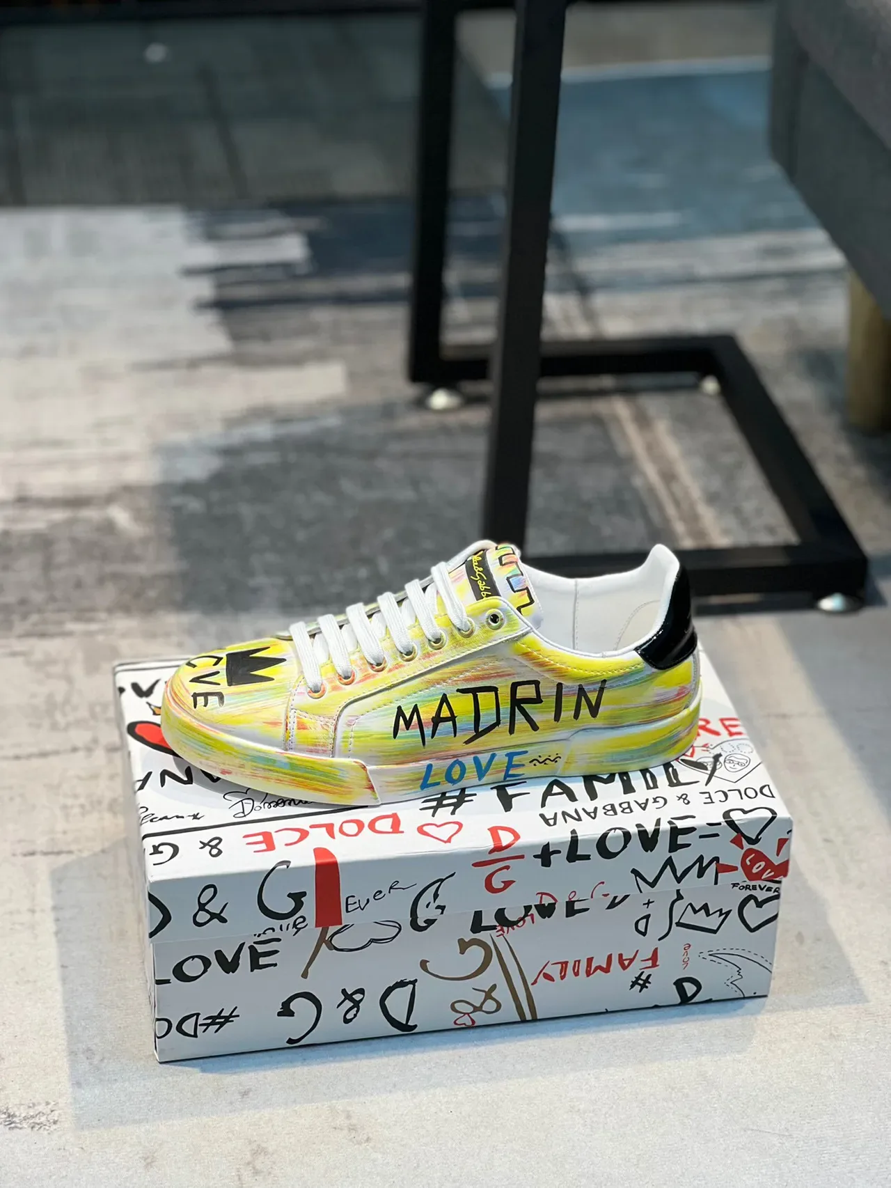 Dolce & Gabbana Graffiti-Painted Multicolor Low-Top Lifestyle Sneakers 1