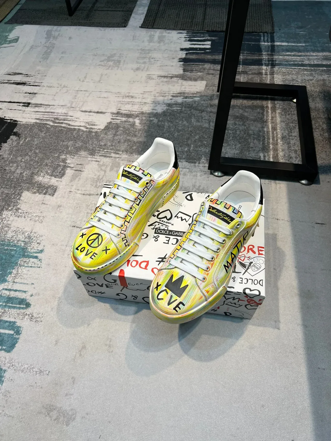 Dolce & Gabbana Graffiti-Painted Multicolor Low-Top Lifestyle Sneakers 5