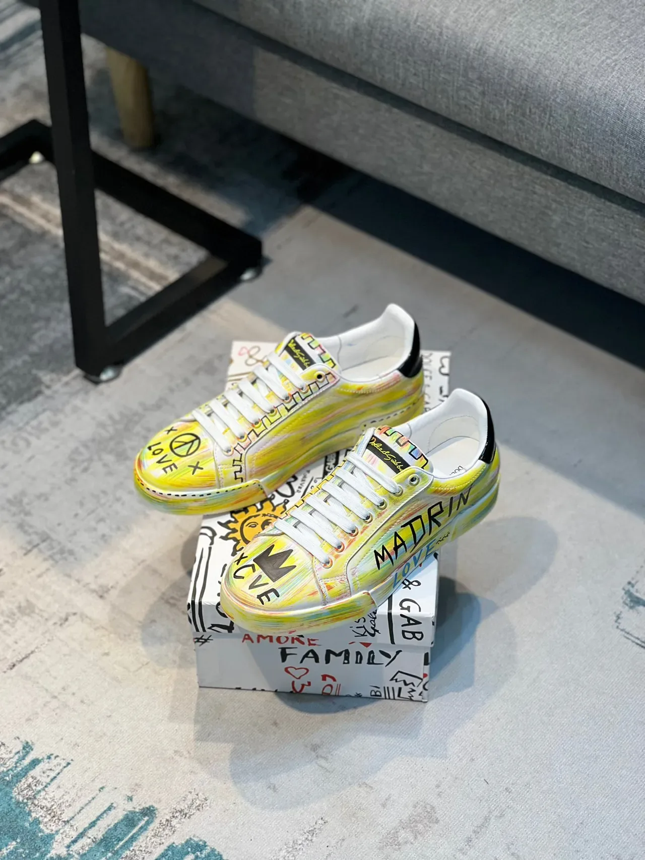 Dolce & Gabbana Graffiti-Painted Multicolor Low-Top Lifestyle Sneakers 6