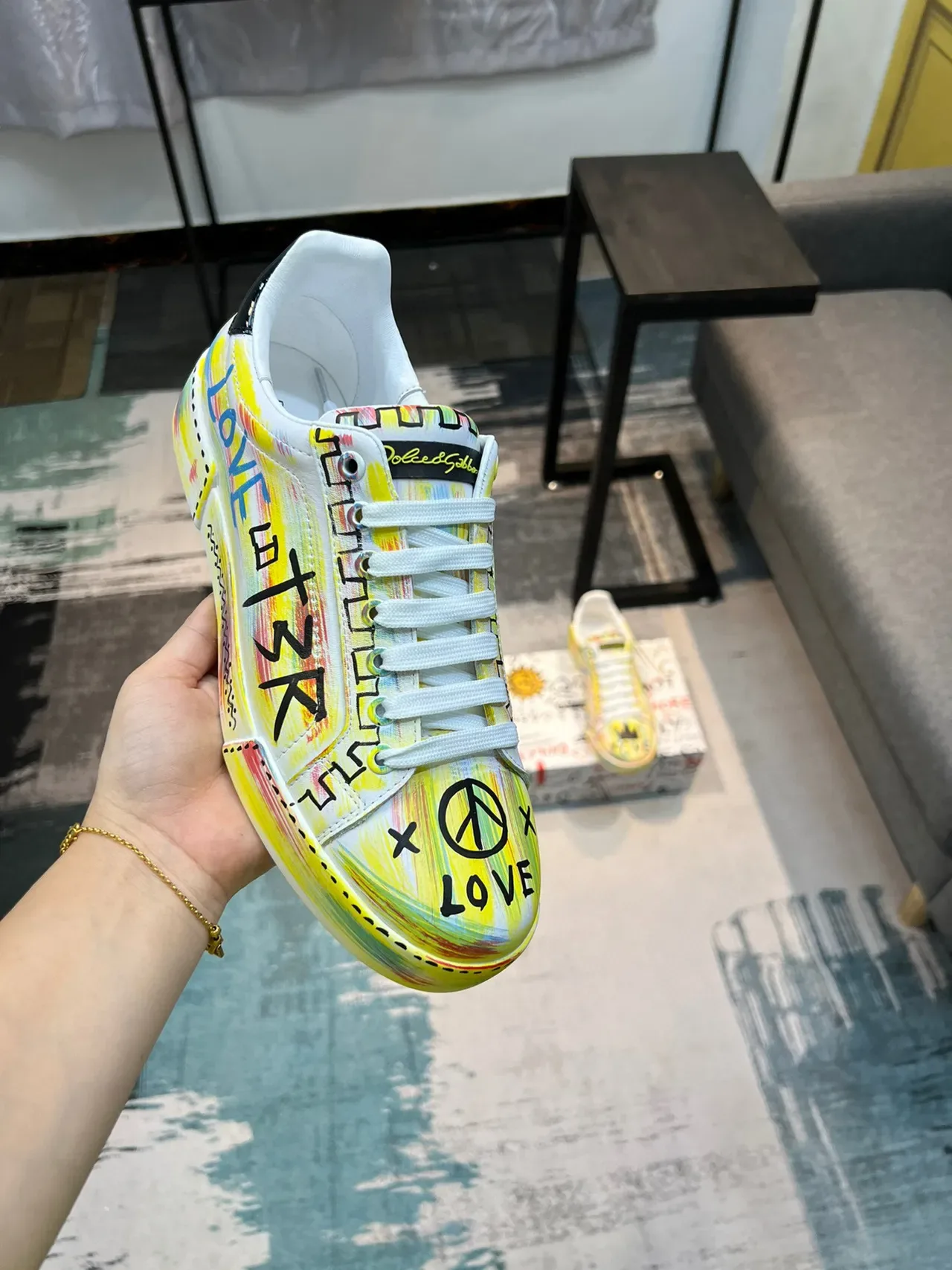Dolce & Gabbana Graffiti-Painted Multicolor Low-Top Lifestyle Sneakers 7