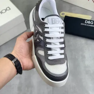 Dolce & Gabbana Gray White Layered Mesh And Suede Upper Chunky Platform Sole Lifestyle Sneakers