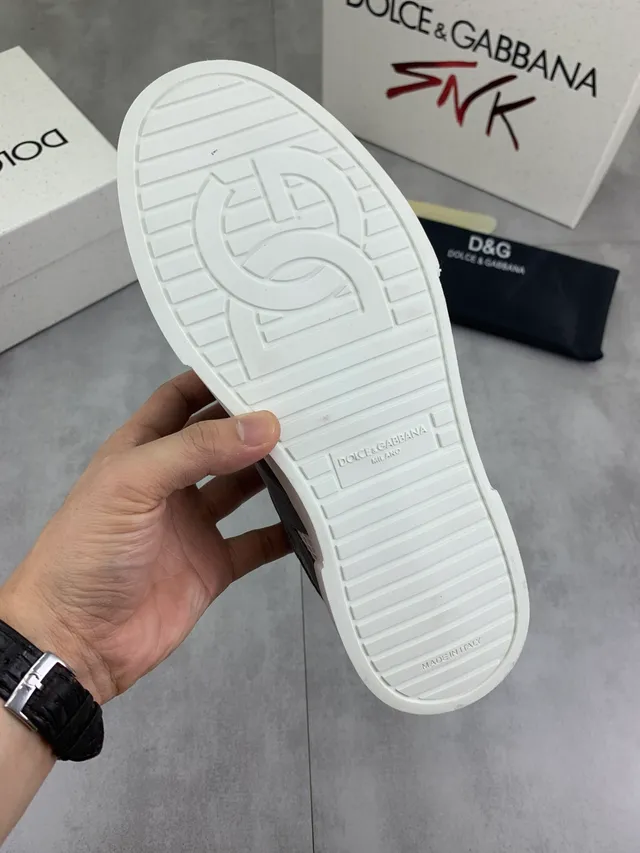 Dolce & Gabbana رمادي أبيض طبقة شبكة وجلد ناعم علوي كعب منصة سميك أحذية أسلوب حياة 2
