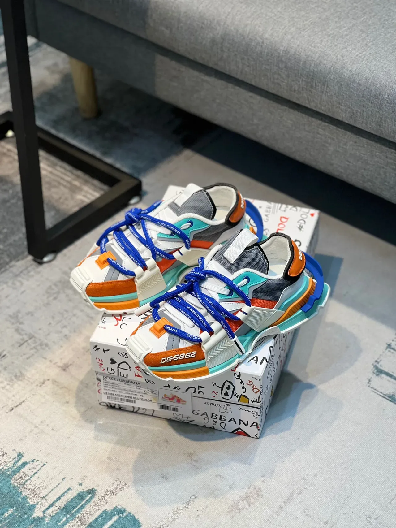 Dolce & Gabbana Multicolor Multi-Layered Sole Mixed-Material Upper Chunky Sneakers 6