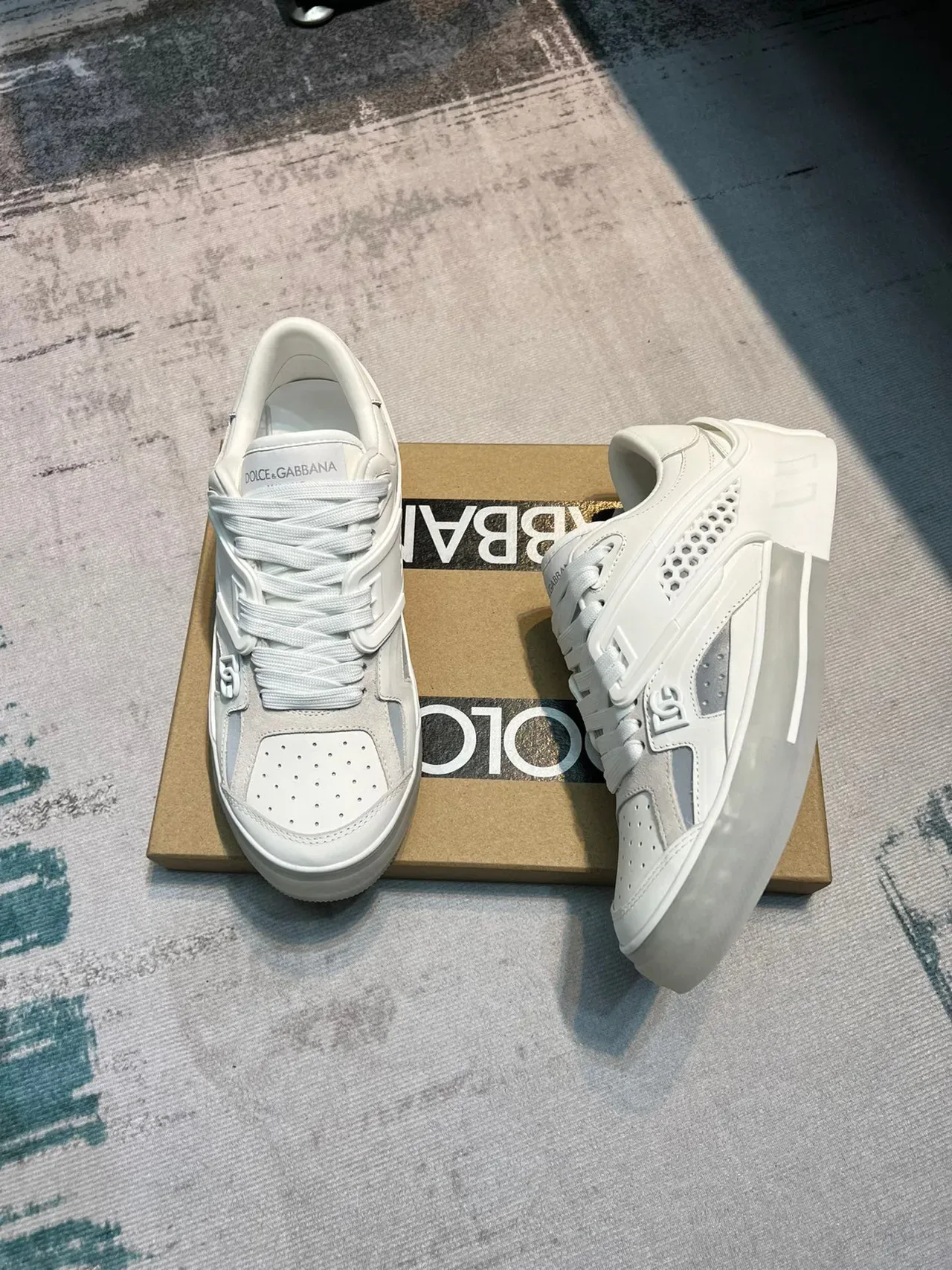 Dolce & Gabbana NS1 Sneaker Lifestyle Blanc en Maille et Cuir 4