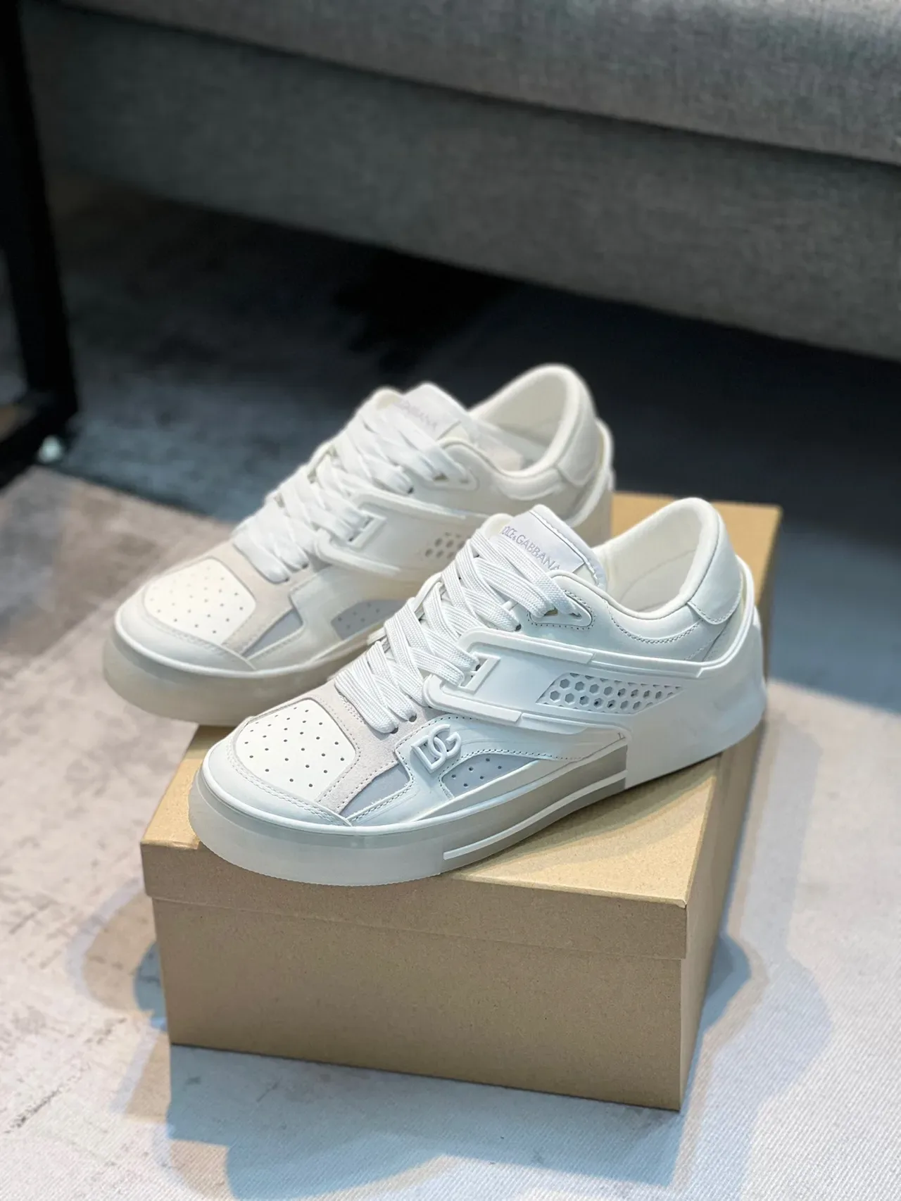 Dolce & Gabbana NS1 Sneaker Lifestyle Blanc en Maille et Cuir 7