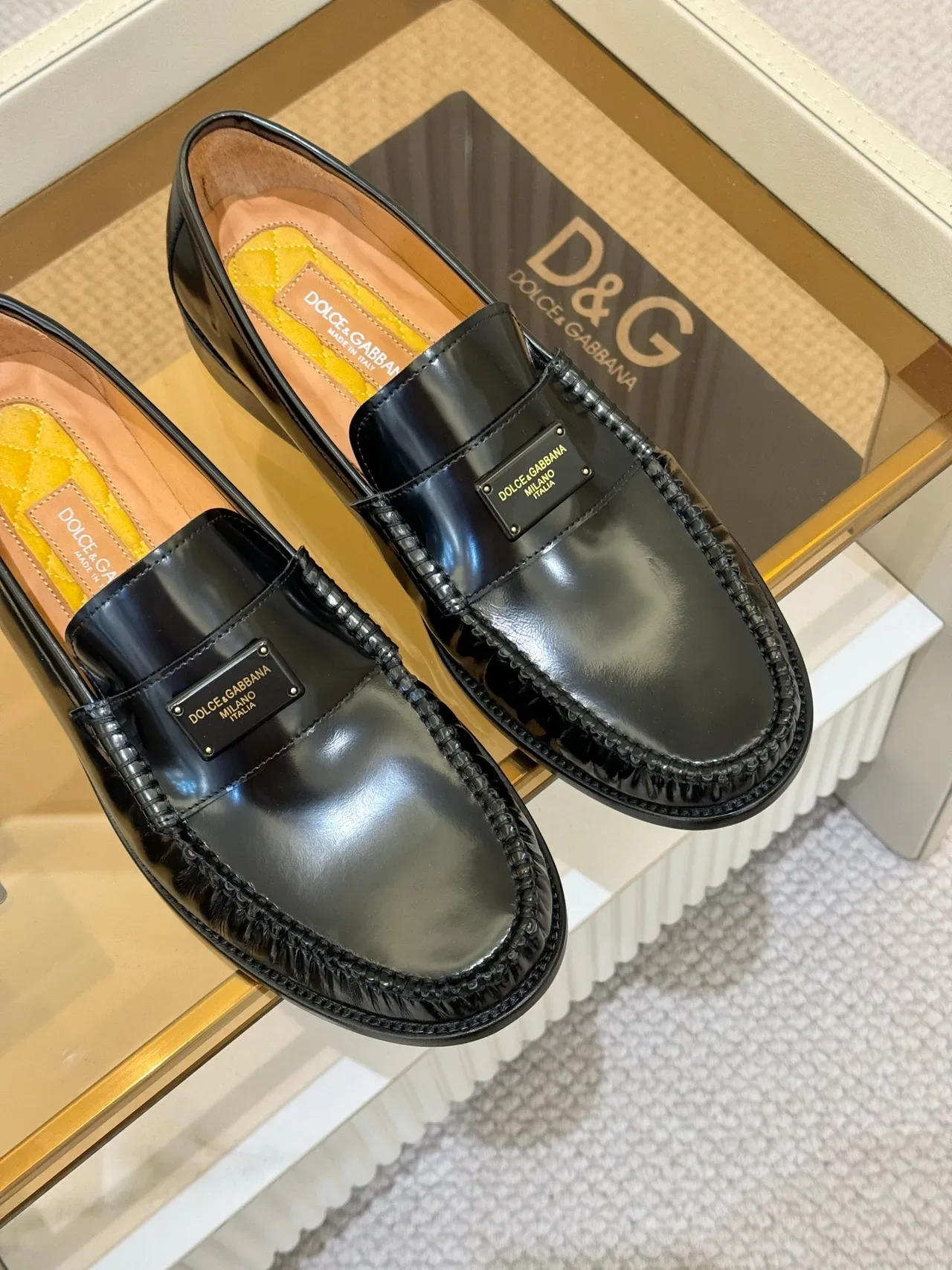Mocassim Dolce & Gabbana Portofino Preto Marrom Couro Patentado Brilhante Detalhe Trançado Moc-Toe 4