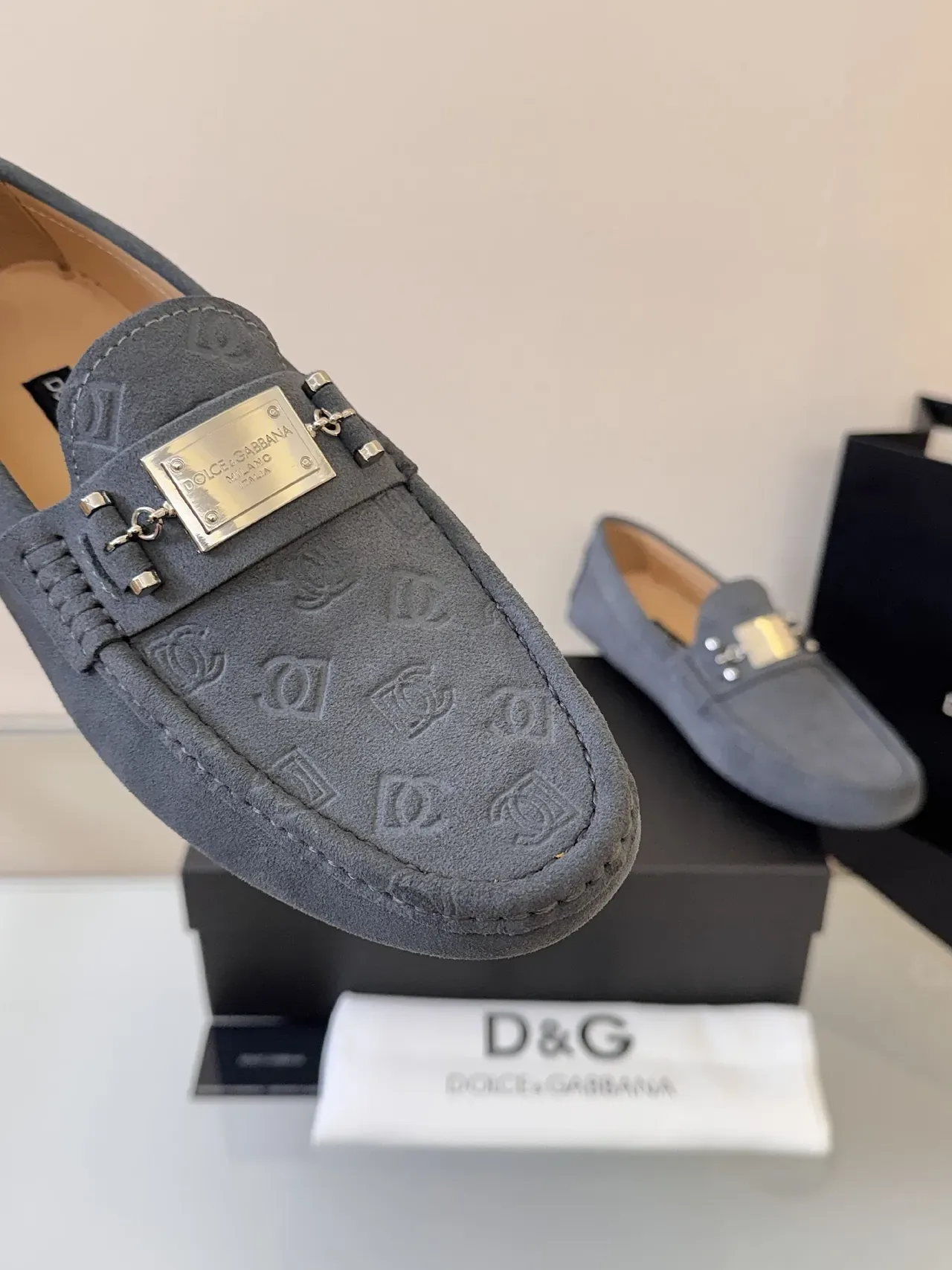 Dolce & Gabbana Portofino Mocassins Cinza Camurça 3