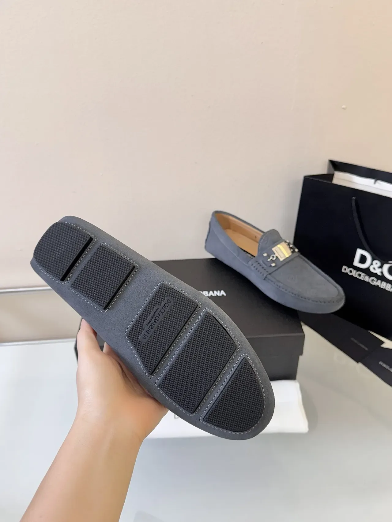 Dolce & Gabbana Portofino Mocassins Cinza Camurça 5