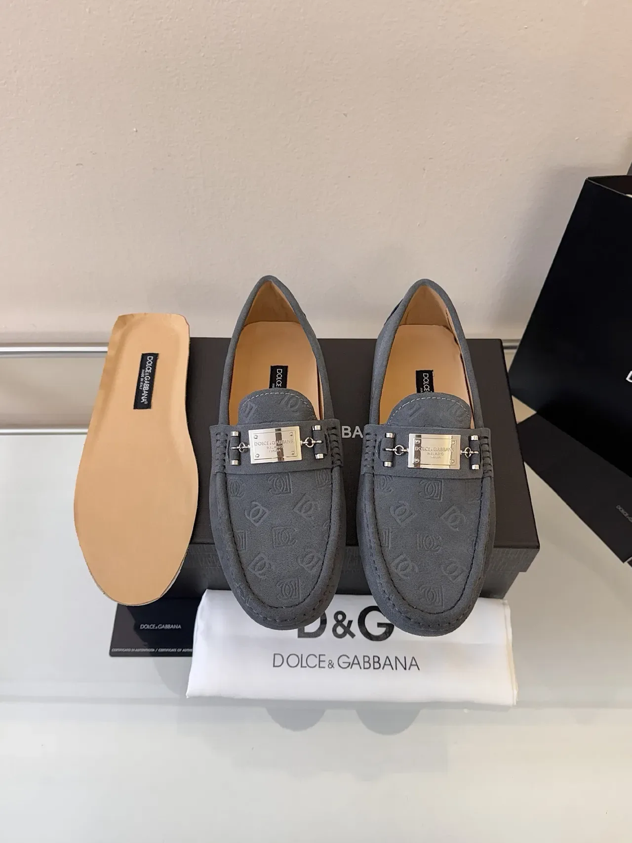 Dolce & Gabbana Portofino Mocassins Cinza Camurça 6