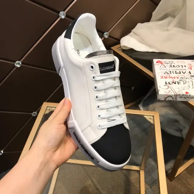 Dolce & Gabbana Sneakers Lifestyle Blanc et Noir Low-Top en Cuir 2