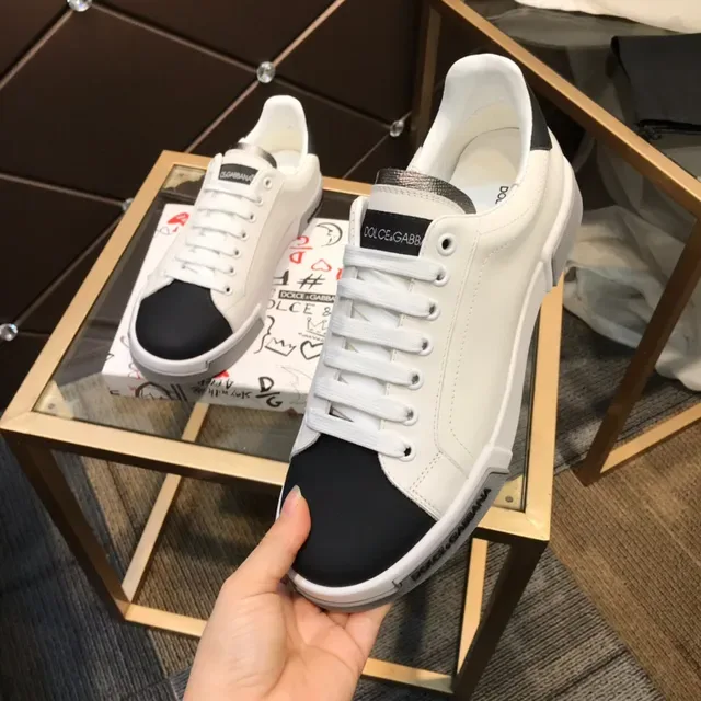 Dolce & Gabbana Sneakers Lifestyle Blanc et Noir Low-Top en Cuir 3