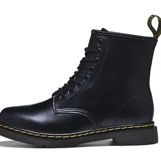 Dr. Martens 1460 Botas Martin Cuero Negro Suave Costura Amarilla