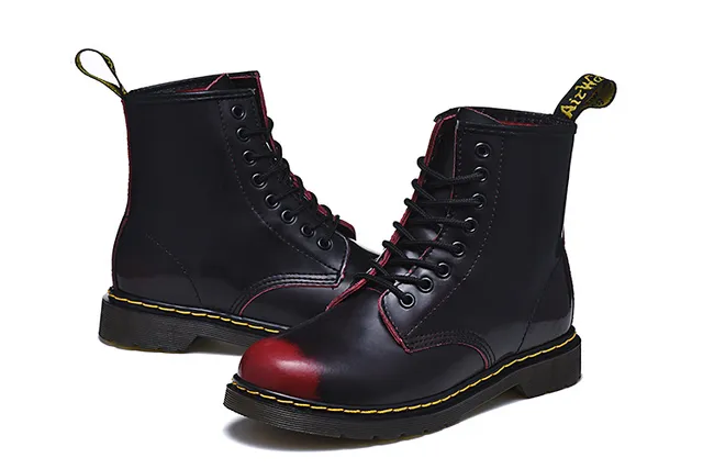 Dr. Martens 1460 Botas Martin Cuero Negro Suave Costura Amarilla 5