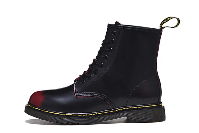 Dr. Martens 1460 Botas Martin Cuero Negro Suave Costura Amarilla 8