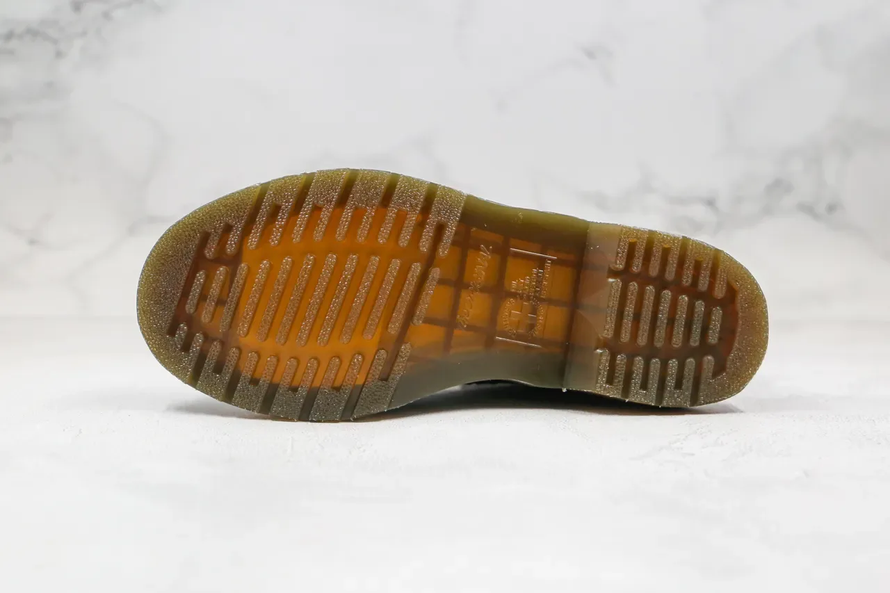 Dr. Martens 1460 Black Smooth Leather Yellow Stitch Martin Boots 6