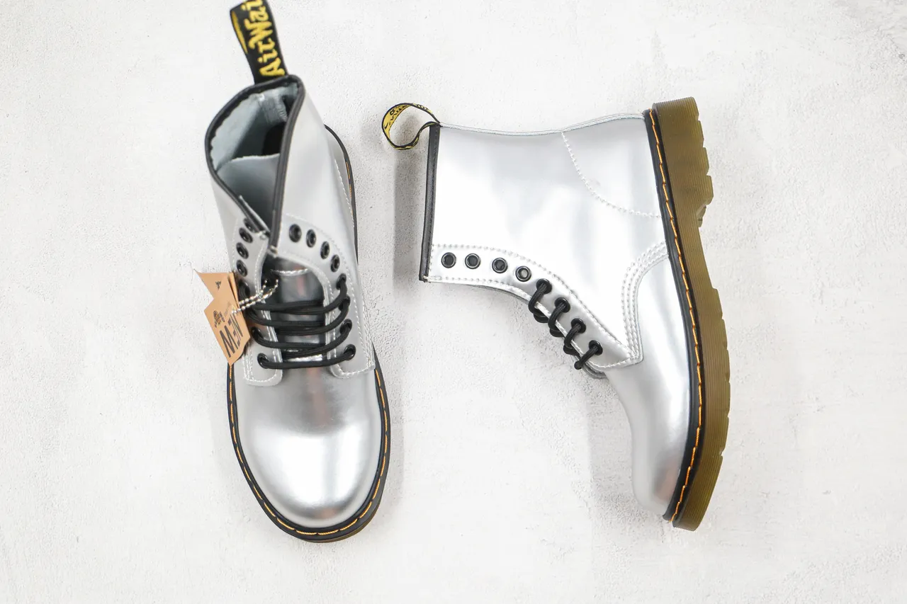 Dr. Martens 1460 Metallic Silver 8-Eyelet Martin Boot 10