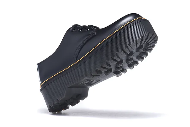Dr. Martens 1461 Noir Jaune Semelle Plateforme Couture Welt Chaussures Casuales 4