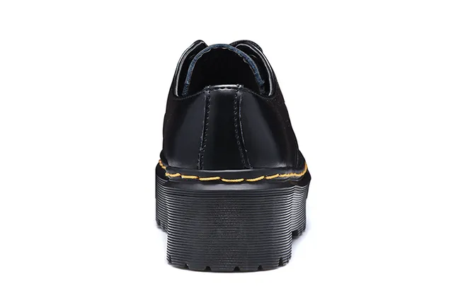Dr. Martens 1461 Noir Jaune Semelle Plateforme Couture Welt Chaussures Casuales 5