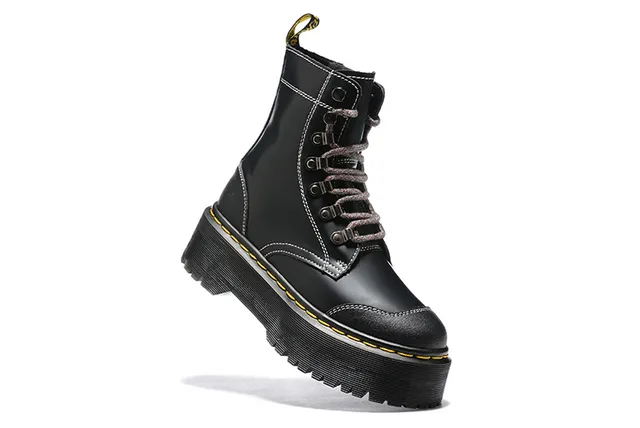Dr. Martens Jadon Plataforma Negro con costuras contrast Bota Martin 2
