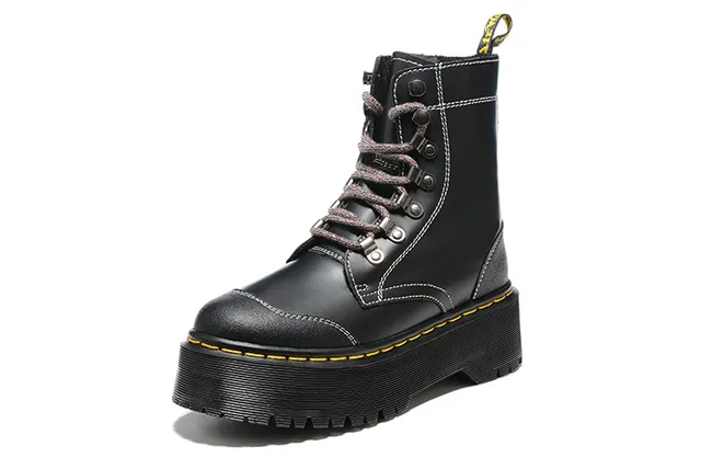 Dr. Martens Jadon Plataforma Negro con costuras contrast Bota Martin 3