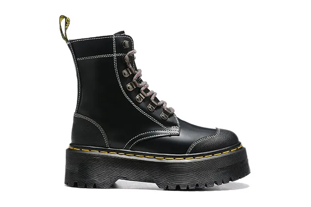 Dr. Martens Jadon Plataforma Negro con costuras contrast Bota Martin 5