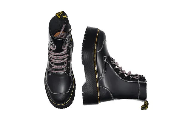 Dr. Martens Jadon Plataforma Negro con costuras contrast Bota Martin 6
