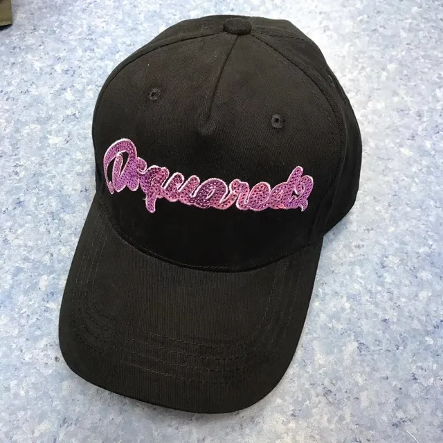 Dsquared2 Logo Cap Black Silver Six-Panel Structured Sequin-Embroidered Baseball Cap 2