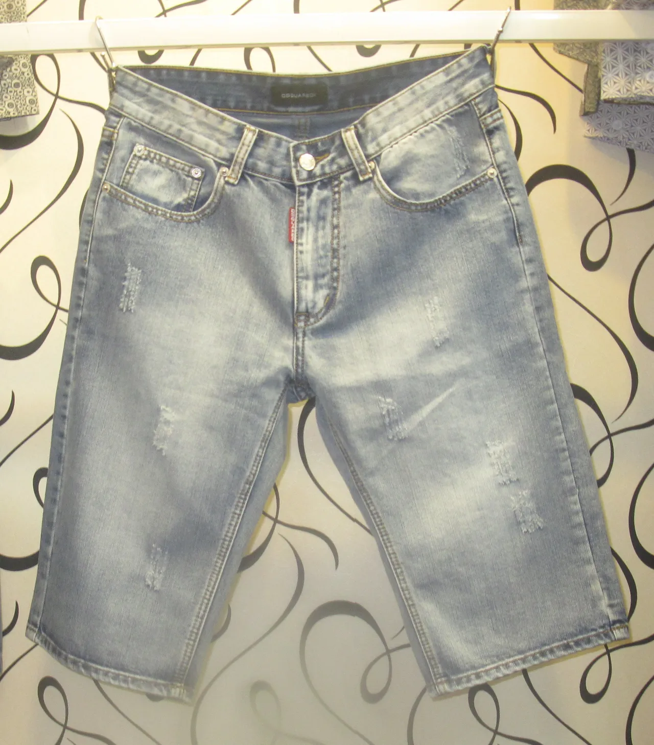 Dsquared2 Shoe Pocket Light Wash Denim Shorts 12