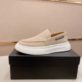 Emporio Armani Beige Suede Platform Loafers