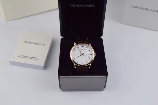 Emporio Armani Brown Gold Minimalist Dress Quartz Watch 5
