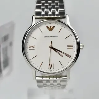 Emporio Armani Classic Silver-Tone Stainless Steel White Dial Quartz Watch